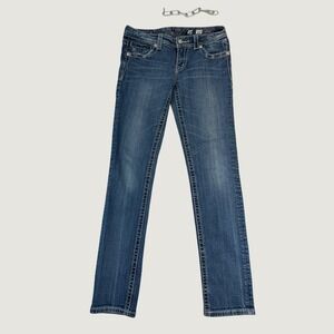 Miss Me Skinny Jeans Womens 30 Blue Embellished Pockets Medium Wash Y2K